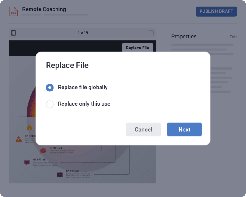 Asset hub global file replace feature